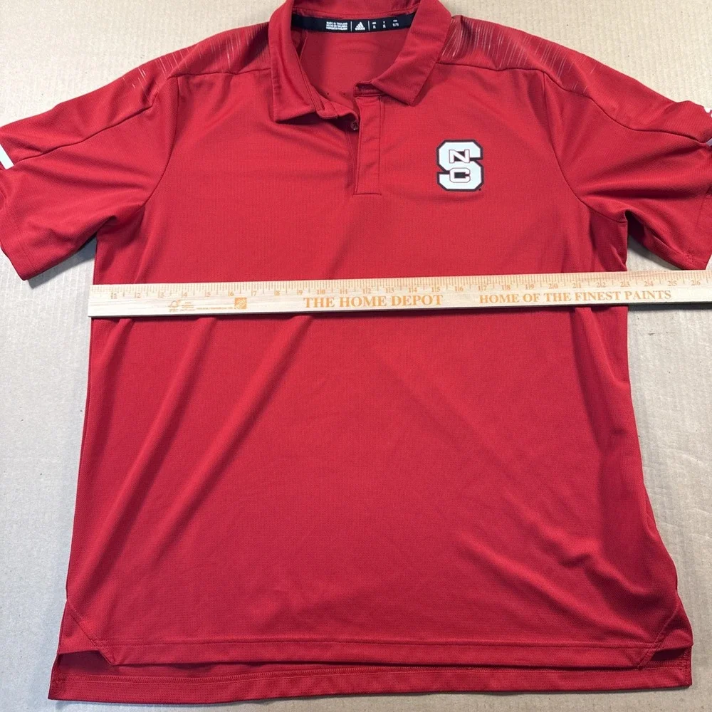 Adidas Polo Shirt Mens XL Red NC State Wolfpack NCAA Short Sleeve Climalite